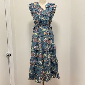 Ulla Johnson Blue Dress asymmetrical with floral purple print